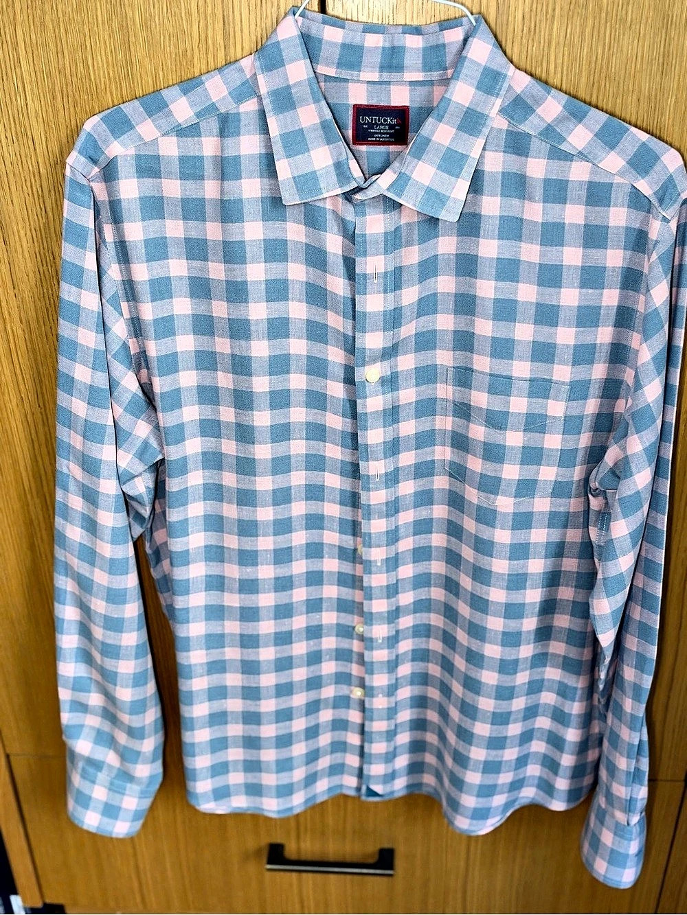 UNTUCKit Checkered Linen Shirt Large Like New